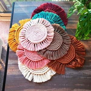 Macrame coaster set of 8 coaster, Boho coaster set